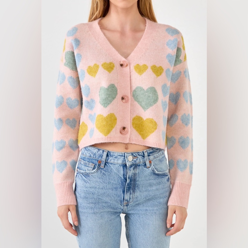 Free the Roses Multicolor Heart Cardigan - Picture 2 of 6